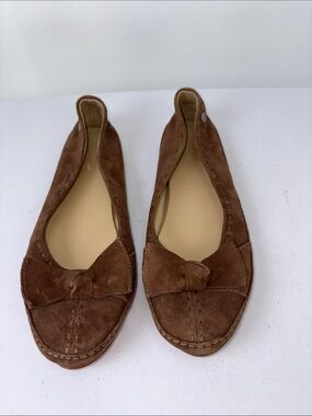 🫐 Ugg leather Brown Suede Bow Ballet Flats